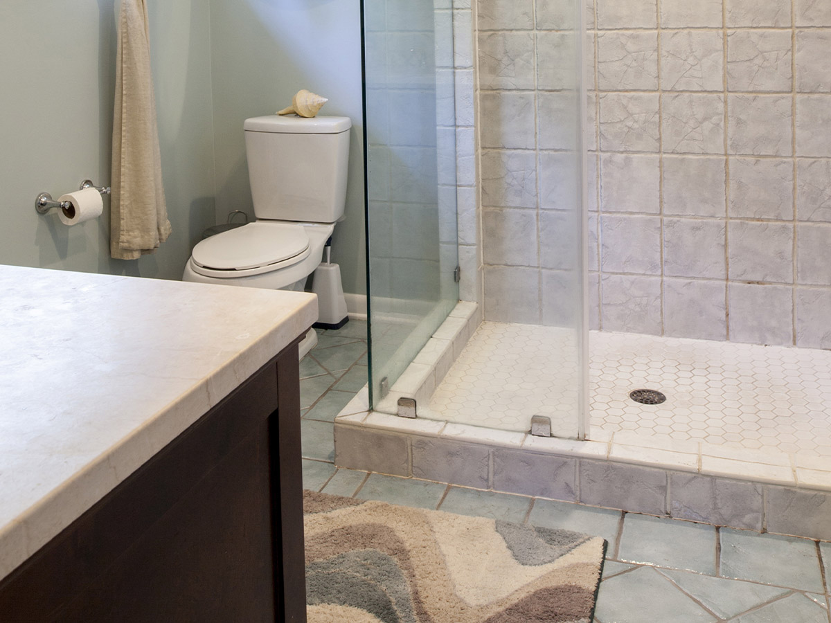 a clean and clear shower floor