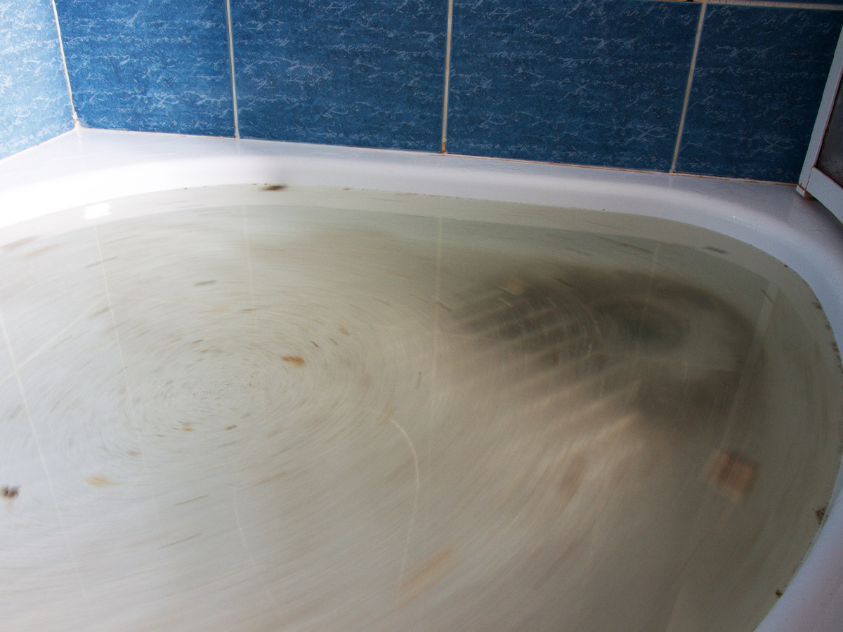 a clogged floor drain