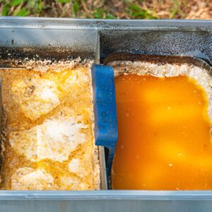 Dirty filled grease trap